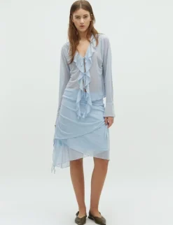 dahrling D'ahrling Laffron Asymmetric Mesh Nederdel - Lyseblå light blue