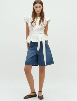 dahrling D'ahrling Malia Cotton Satin Top - Hvid white Clearance