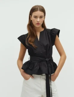 dahrling D'ahrling Malia Cotton Satin Top - Sort black New