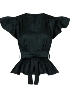 dahrling D'ahrling Malia Cotton Satin Top - Sort black New