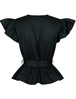 dahrling D'ahrling Malia Cotton Satin Top - Sort black New