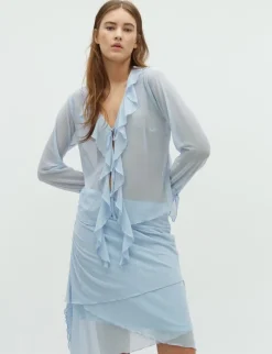 dahrling D'ahrling Unika Mesh Bluse - Lyseblå light blue Sale