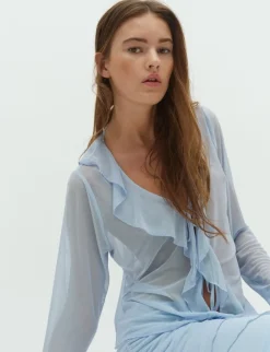 dahrling D'ahrling Unika Mesh Bluse - Lyseblå light blue Sale