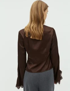 frakment Irene-F Bluse - Mørkebrun Dark Brown Clearance