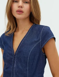 frakment Minea SS-F Top - Mørkeblå Dark Blue Outlet