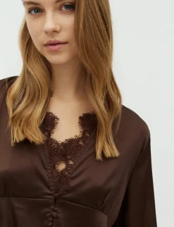 frakment Saibea LS-F Bluse - Mørkebrun Dark Brown Discount