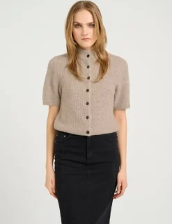 gestuz AlphaGZ SS Short Cardigan - Sand beige Sale