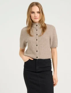 gestuz AlphaGZ SS Short Cardigan - Sand beige Sale