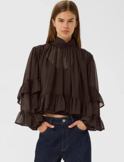 gestuz GZmio Bluse - Mørkebrun Dark Brown Clearance