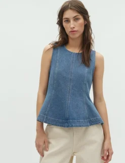 global Funk Rihne peplum-G Top - denim New