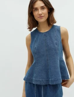 global Funk Rihne peplum-G Top - denim New