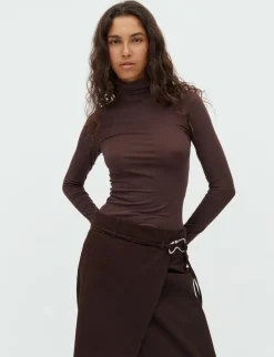 mbym Ina GG Basic Bluse - Mørkebrun Dark Brown Hot