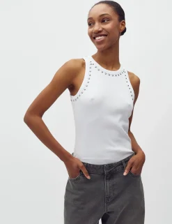 mbym Jaxson-M Stud Top - Hvid white Sale