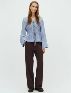 mbym Taneil LS-M Bluse - Blå blue Discount