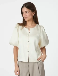 neo noir Aisa Dull Satin Bluse - ivory New