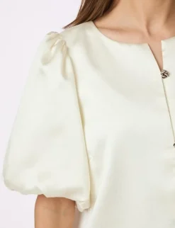 neo noir Aisa Dull Satin Bluse - ivory New
