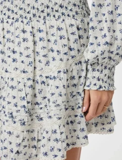 neo noir Alett Dot Flower Nederdel - Blå blue New