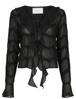 neo noir Anika Crepe Chiffon Bluse - Sort black New