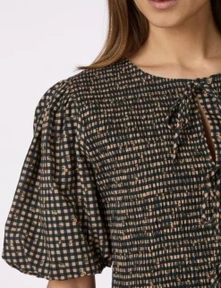 neo noir Auda Check Smock Kjole - ternet Outlet