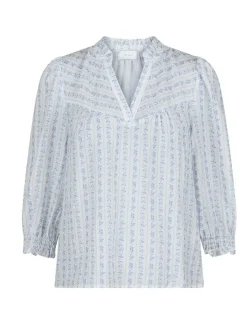 neo noir Carlie Flower Stripe Bluse - Blå blue Best