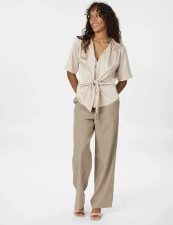 neo noir Casadia Heavy Sateen Bluse - Sand beige Online