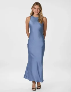 neo noir Celinie Heavy Sateen Kjole - Blå blue Discount