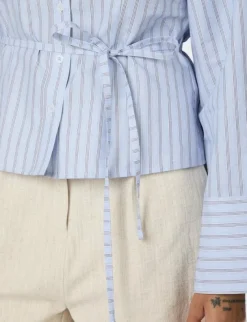 neo noir Clarida Stripe Skjorte - Lyseblå light blue