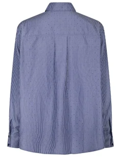 neo noir Dalma B Stripe Stone Skjorte - Mørkeblå Dark Blue Online