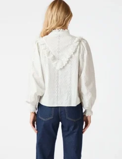 neo noir Degas Embroidery Skjorte - Hvid white Clearance