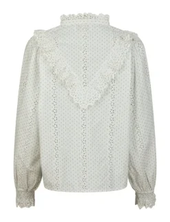 neo noir Degas Embroidery Skjorte - Hvid white Clearance