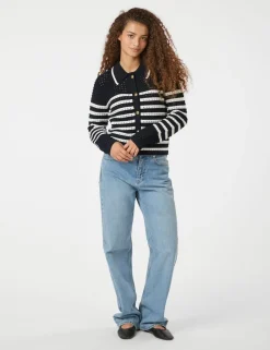 neo noir Effie Knit Cardigan - Stribet striped Best