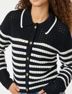 neo noir Effie Knit Cardigan - Stribet striped Best