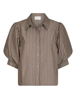 neo noir Etta Soft Stripe Stone Skjorte - Brun brown New