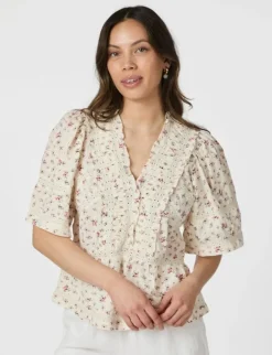 neo noir Evienne Floral Blush Top - Rosa rose
