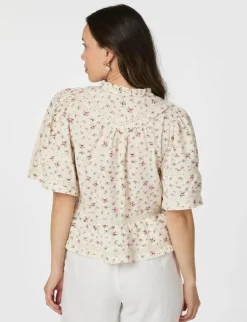 neo noir Evienne Floral Blush Top - Rosa rose
