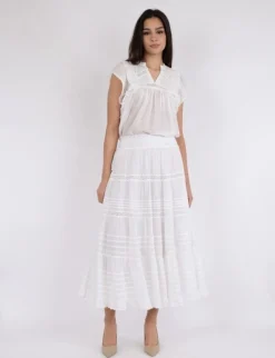 neo noir Felicia S Voile Nederdel - Hvid white Best