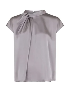 neo noir Fleur Drapy Satin Bluse - Grå grey Best