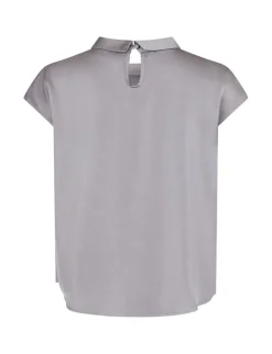 neo noir Fleur Drapy Satin Bluse - Grå grey Best