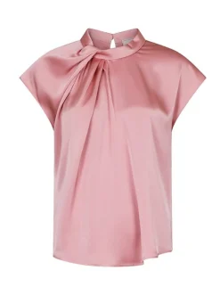neo noir Fleur Drapy Satin Bluse - pink Sale