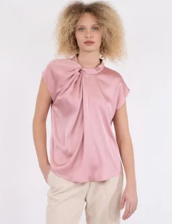 neo noir Fleur Drapy Satin Bluse - pink Sale