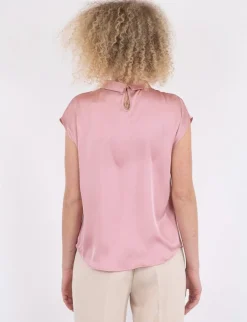 neo noir Fleur Drapy Satin Bluse - pink Sale