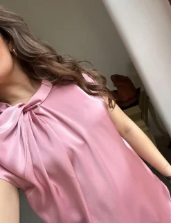 neo noir Fleur Drapy Satin Bluse - pink Sale