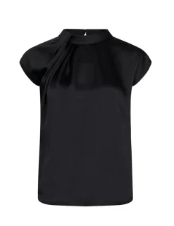 neo noir Fleur Drapy Satin Bluse - Sort black New