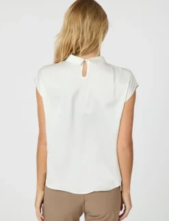 neo noir Fleur Drapy Satin Bluse - Hvid white New