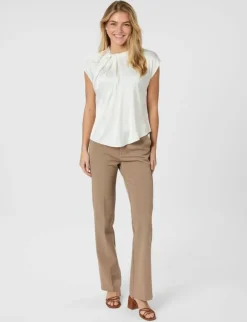 neo noir Fleur Drapy Satin Bluse - Hvid white New