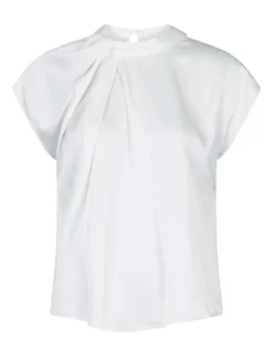neo noir Fleur Drapy Satin Bluse - Hvid white New