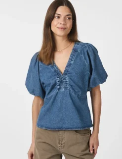 neo noir Irina Bluse - denim Sale