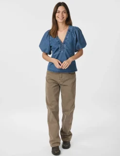 neo noir Irina Bluse - denim Sale