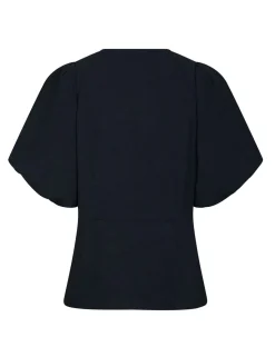 neo noir Irina Structure Bluse - Mørkeblå Dark Blue Discount