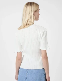 neo noir Larifa Stitch Knit Tee - Hvid white Online